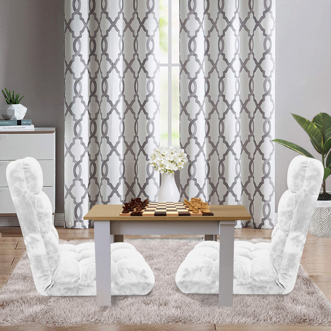 SOGA 2X Floor Recliner Folding Lounge Sofa Futon Couch Folding Chair Cushion White