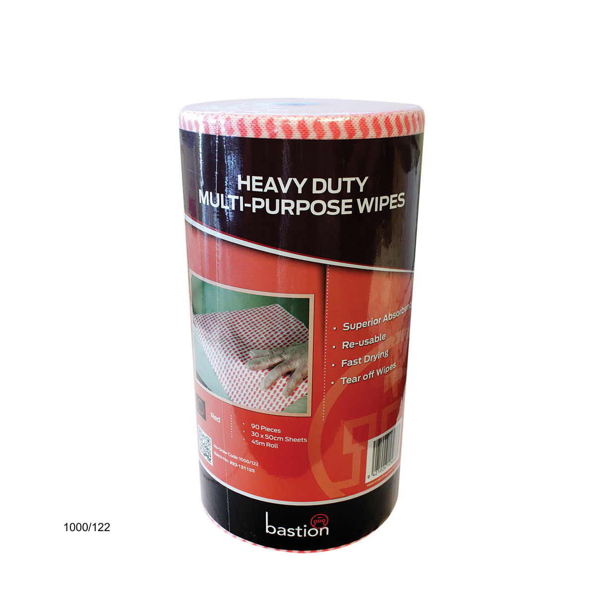 Bastion Heavy Duty Wipes on a Roll - Red