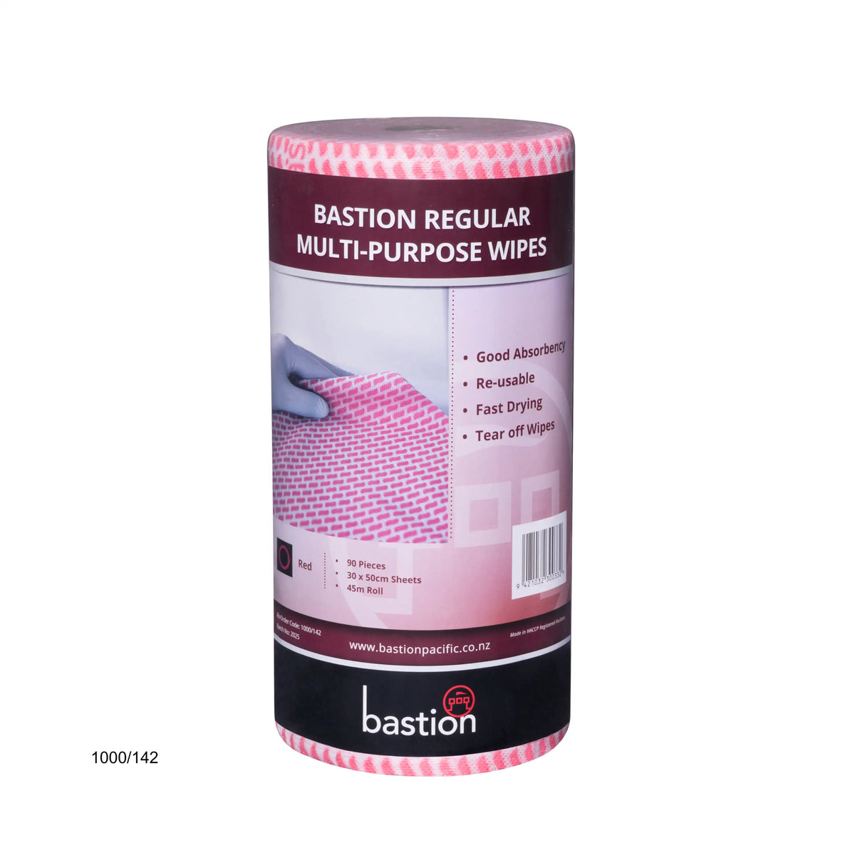 Bastion Regular Wipes on a Roll - Red