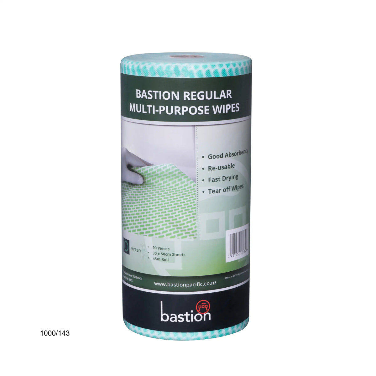 Bastion Regular Wipes on a Roll - Green