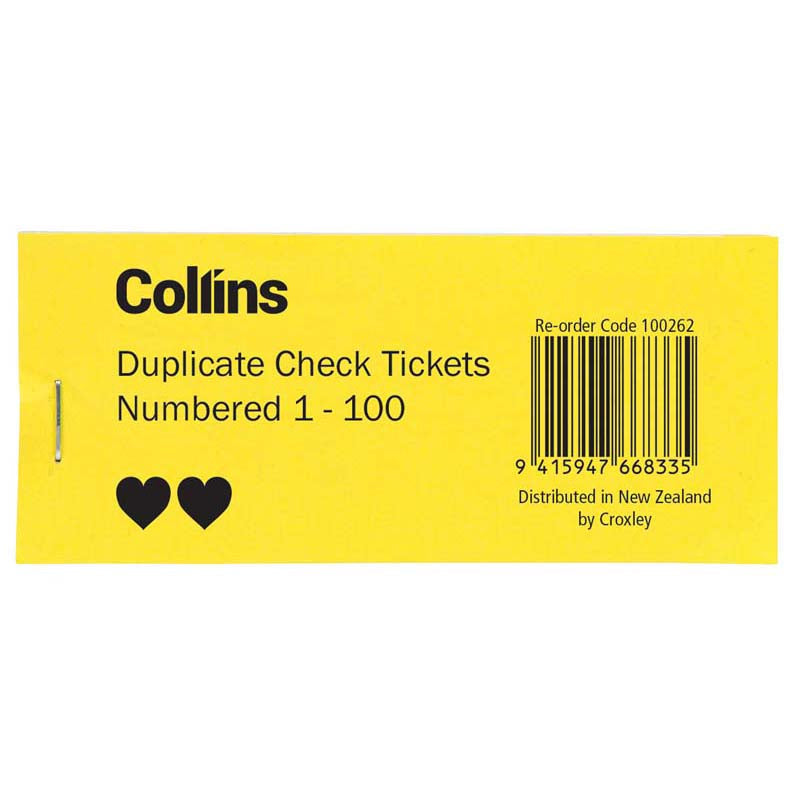 Collins Check Tickets - Cafe Supply