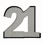21st Glitter Silver Cake Topper (Card 80x70mm) - Cafe Supply