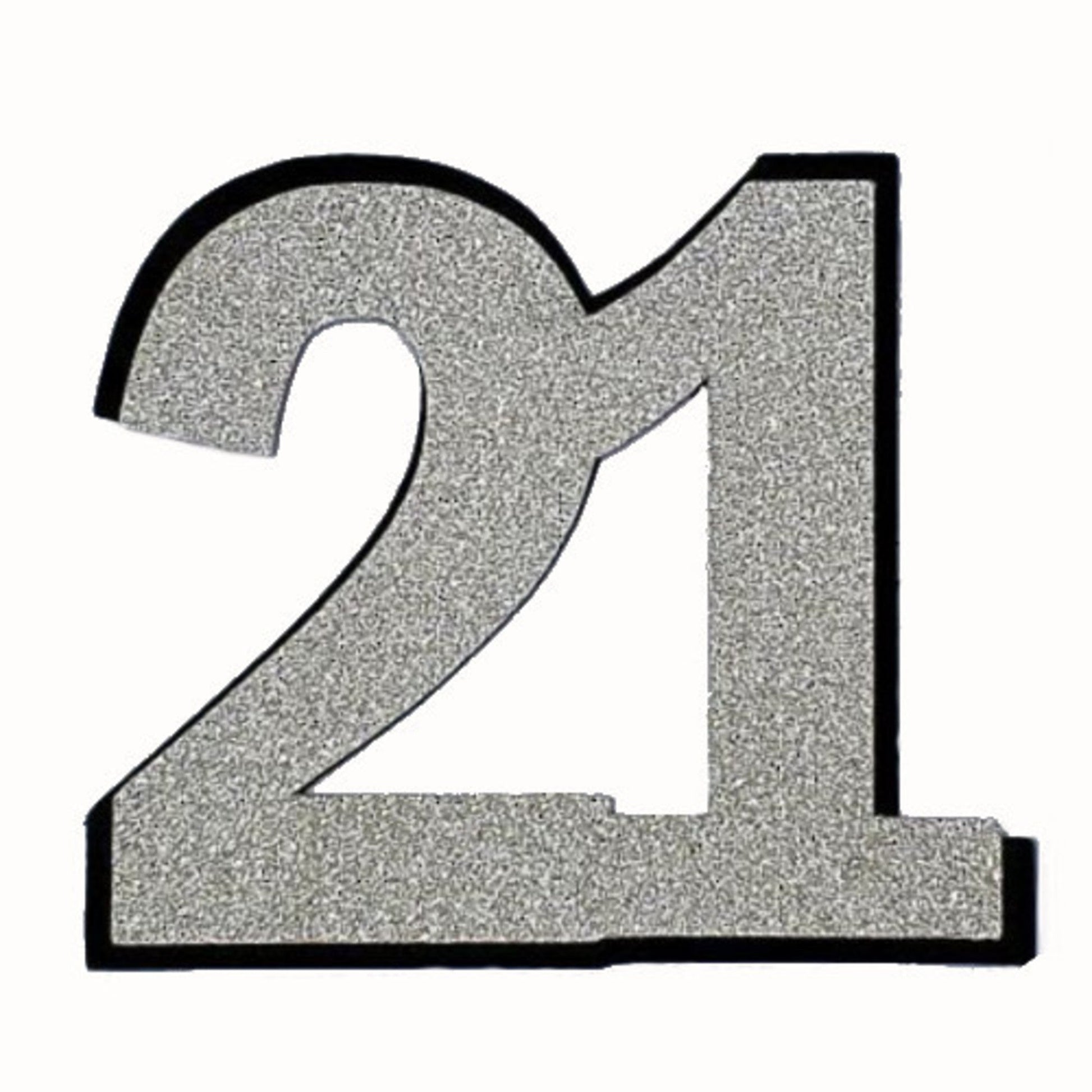 21st Glitter Silver Cake Topper (Card 80x70mm) - Cafe Supply