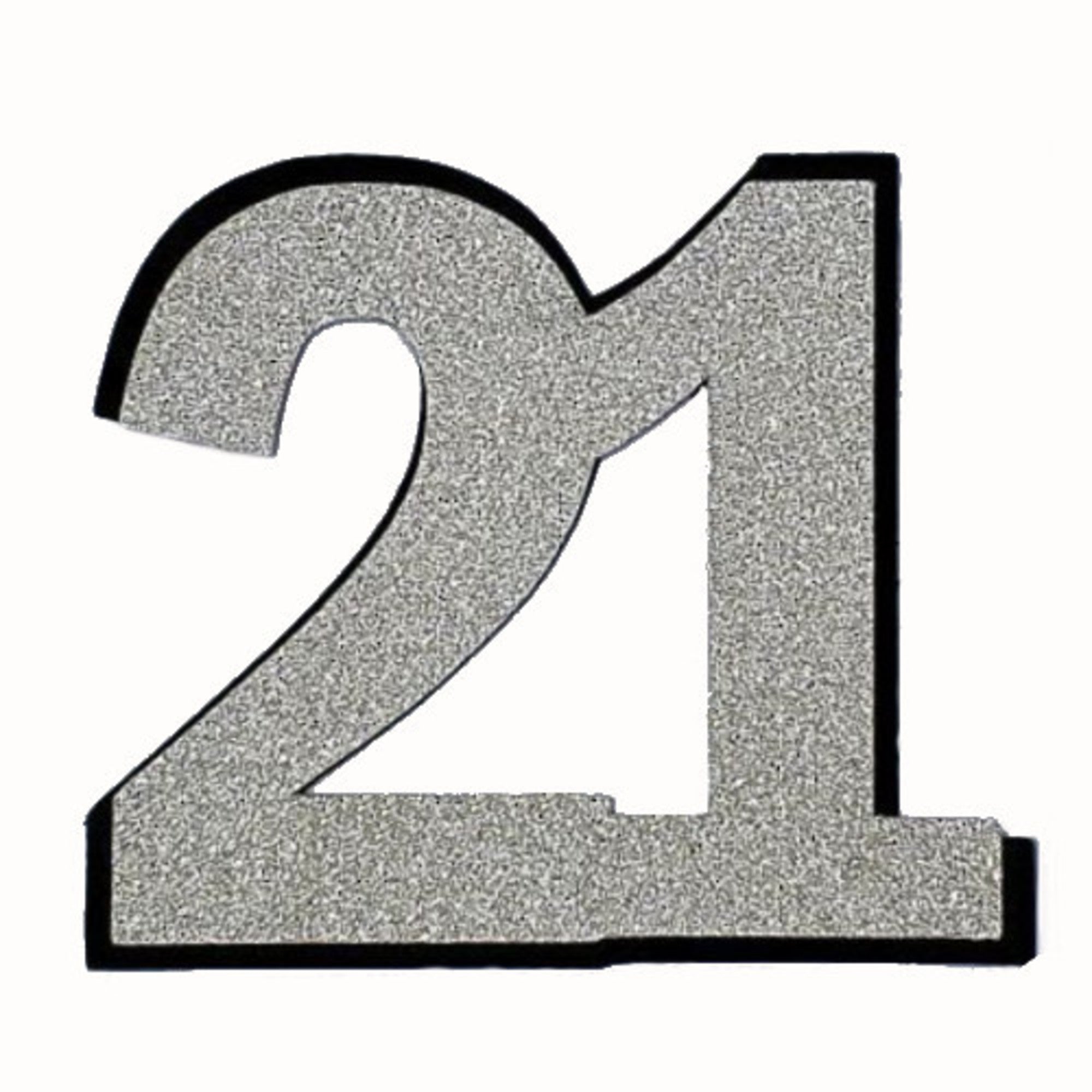 21st Glitter Silver Cake Topper (Card 80x70mm) - Cafe Supply