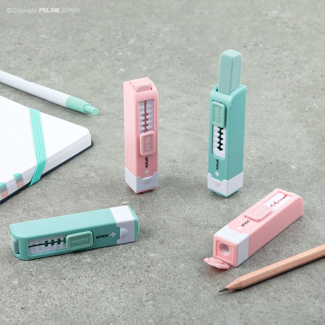 Milan Anti-Bacterial Stick Sharpener Eraser Pink - Cafe Supply
