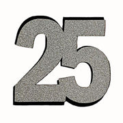 25th Glitter Silver Cake Topper (Card 80x70mm) - Cafe Supply