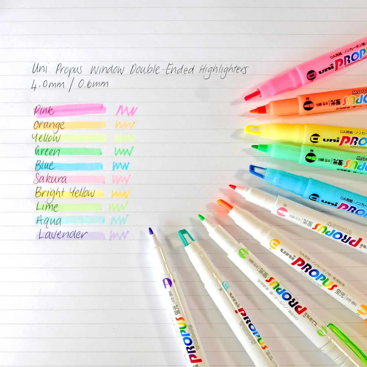 Uni Propus Window Double-Ended Highlighter 4.0mm/0.6mm Pink PUS-102 - Cafe Supply