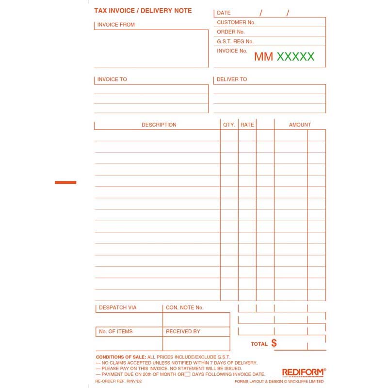 Rediform Book Invoice Statement Delivery Duplicate 50 Leaf - Cafe Supply