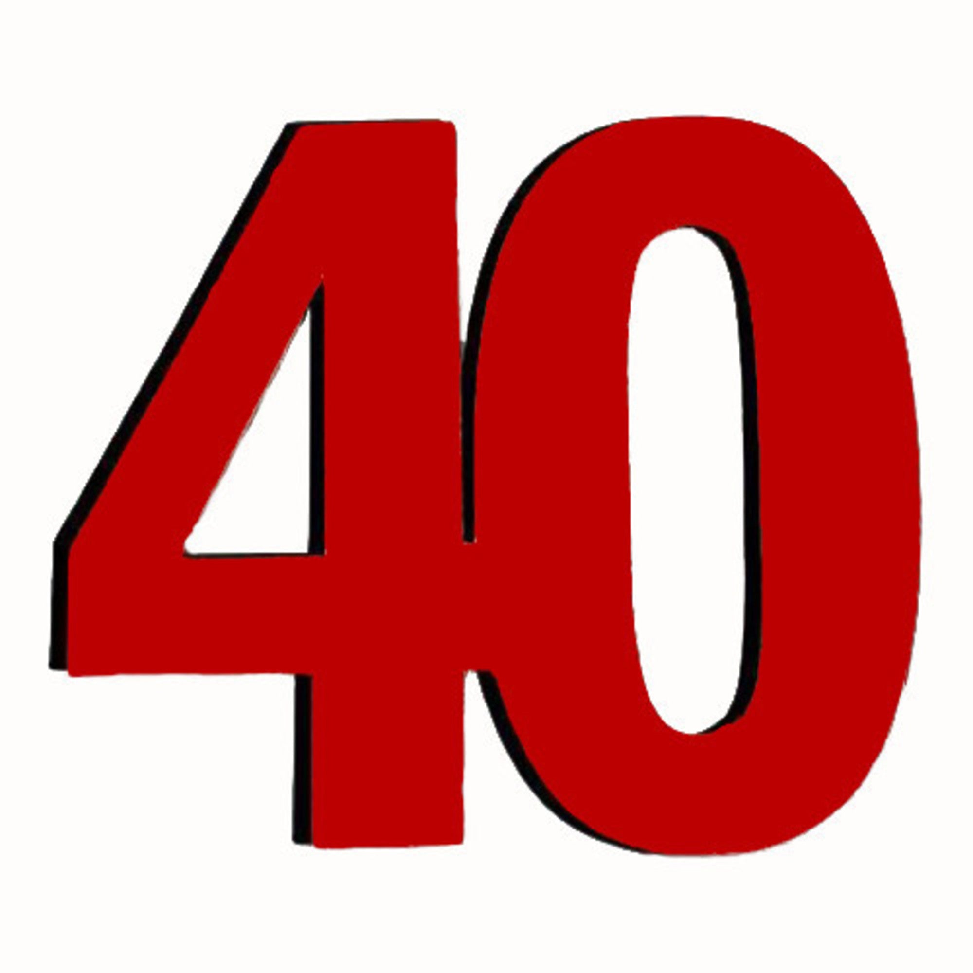 40th Glitter Red Cake Topper (Card 90x70mm) - Cafe Supply