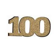 100th Glitter Gold Cake Topper (Card 85x70mm) - Cafe Supply