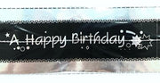 Cake Band Happy Birthday Black/Silver 63mm (1m) - Cafe Supply