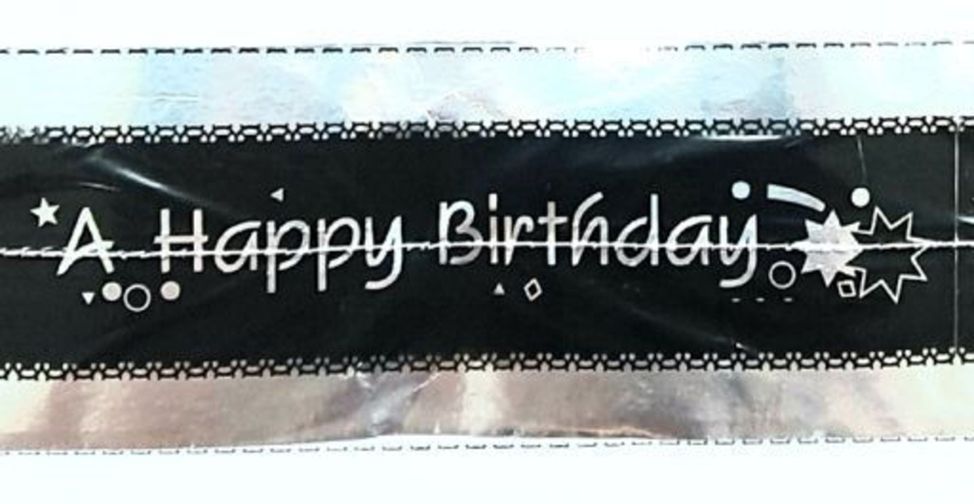Cake Band Happy Birthday Black/Silver 63mm (7m) - Cafe Supply