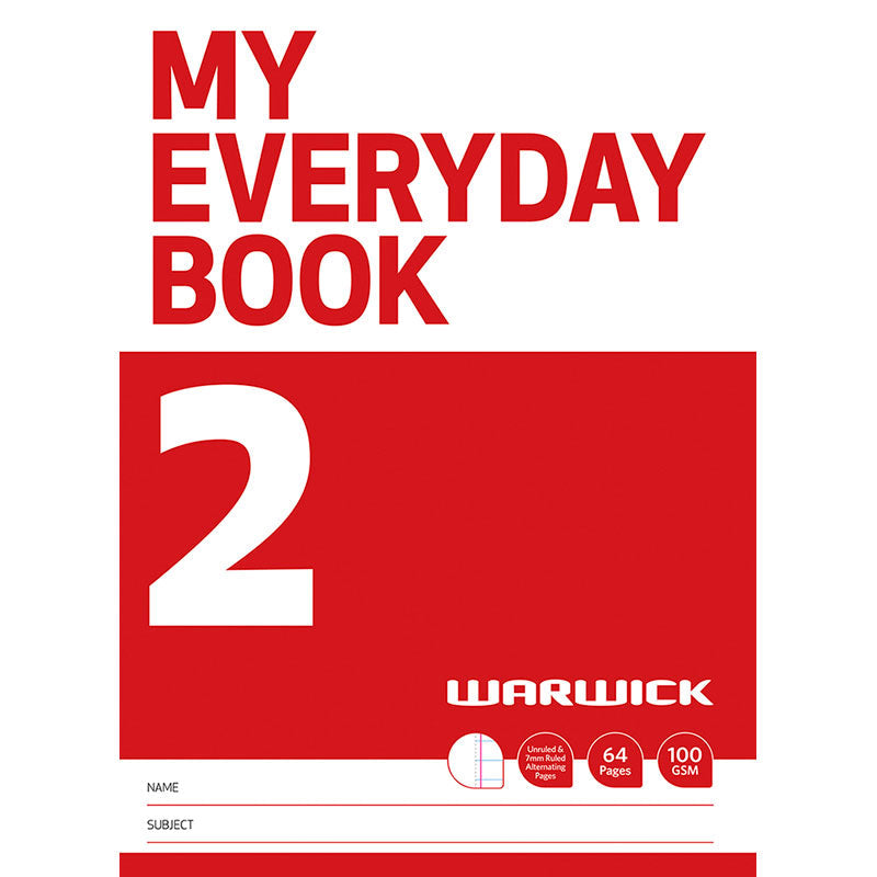 Warwick My Everyday Book 2 Unruled & 7mm Ruled 64 Page - Cafe Supply