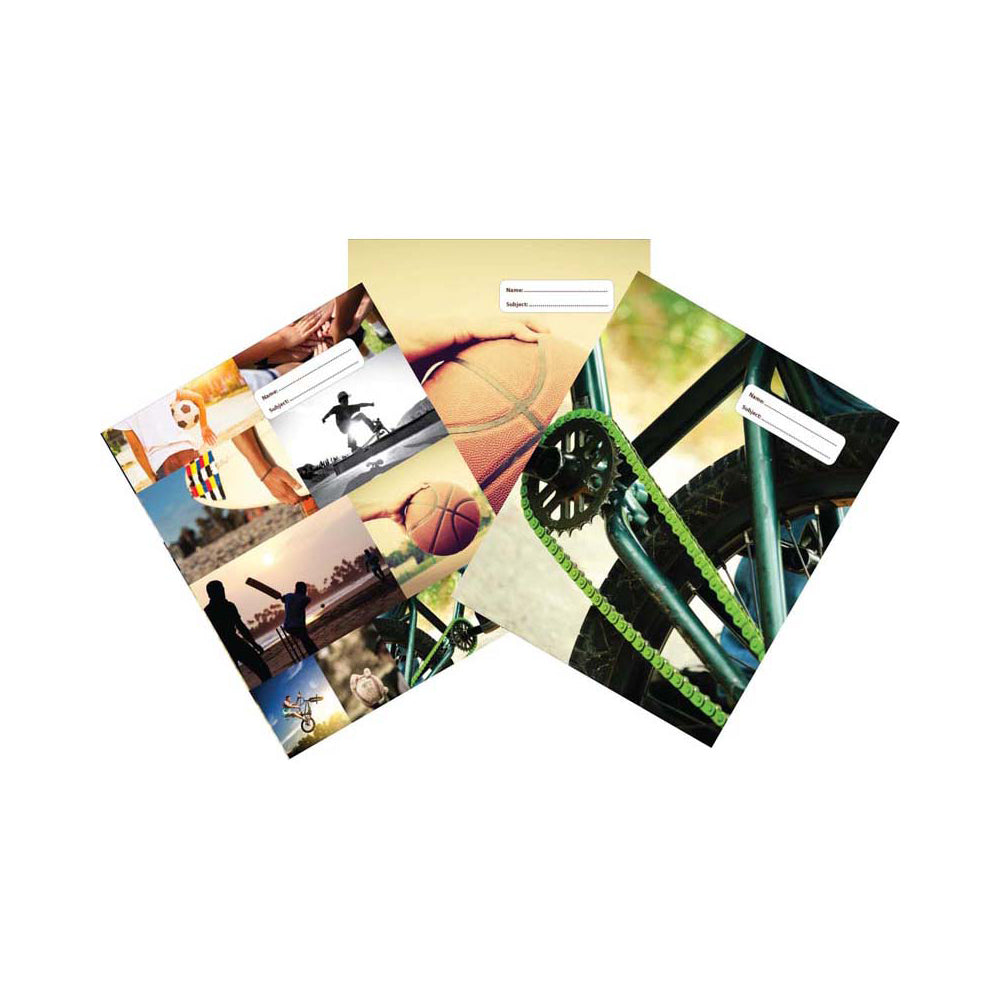 Spencil Sports Collage Book Cover A4 Pack 3 Assorted - Cafe Supply