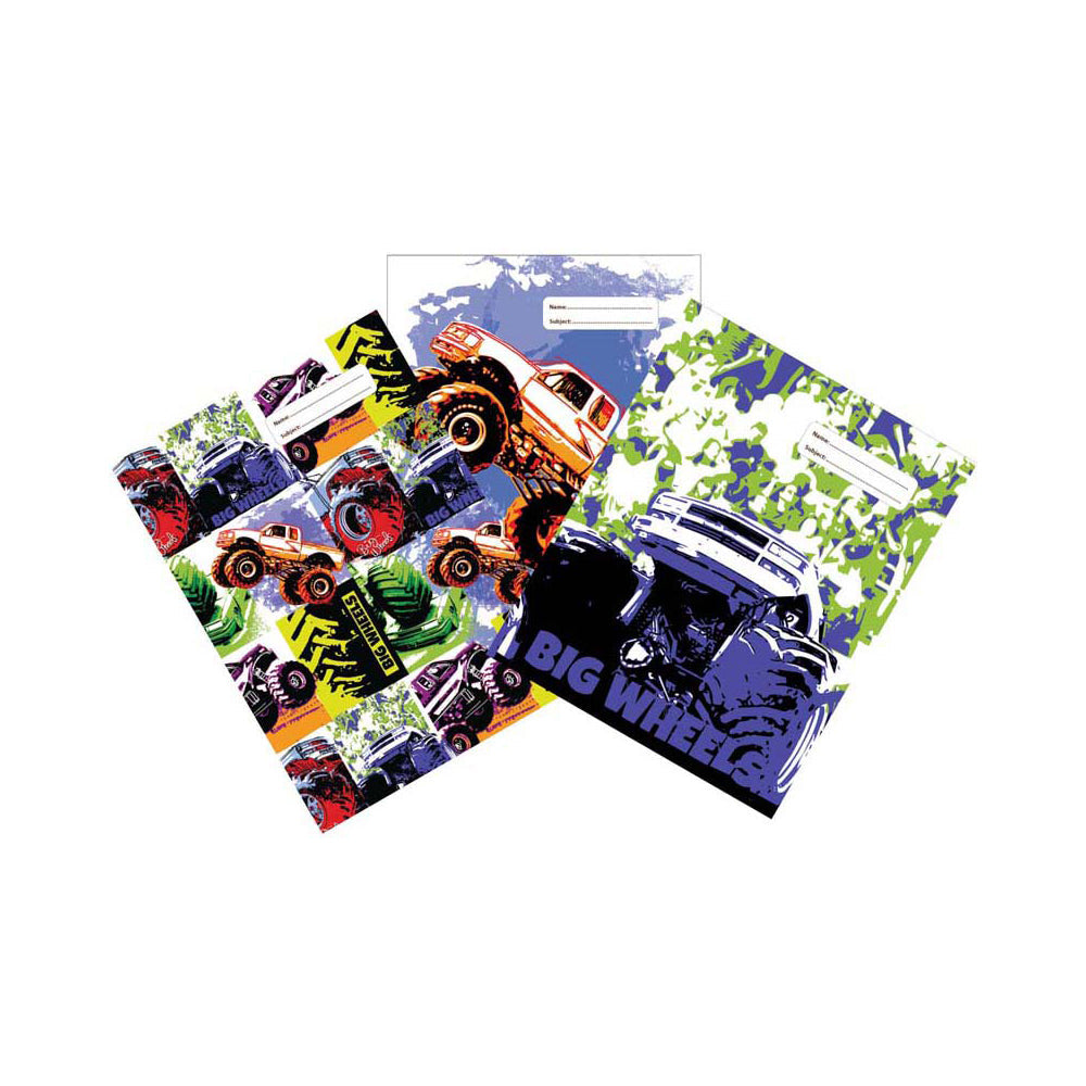 Spencil Big Wheels II Book Cover A4 Pack 3 Assorted - Cafe Supply