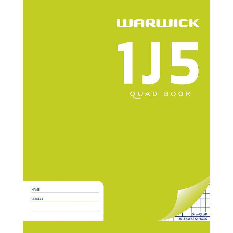 Warwick Exercise Book 1J5 36 Leaf Quad 5mm 255x205mm - Cafe Supply
