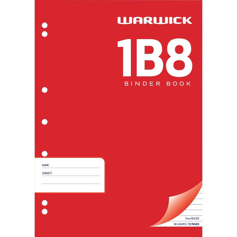 Warwick Exercise Book 1B8 36 Leaf A4 Punched Ruled 7mm - Cafe Supply