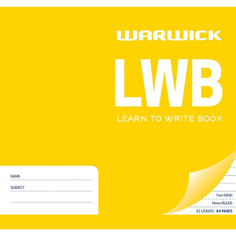 Warwick Learn To Write LWB 32 Leaf Dashed 7mm Ruled 14mm 198x210mm - Cafe Supply