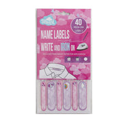 Spencil Write and Iron On Name Labels 40pk Pink - Cafe Supply