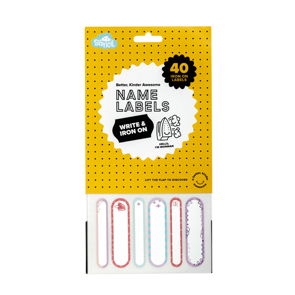 Spencil Write And Iron On Name Labels 40Pk Pretty Pastels - Cafe Supply