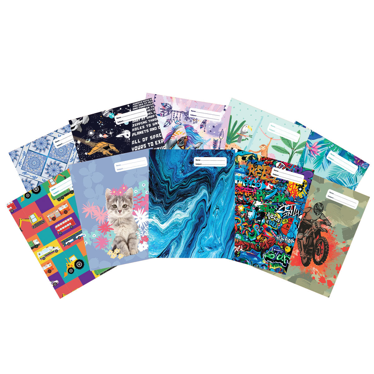 Spencil Book Cover 1B5 10 Assorted Designs - Cafe Supply