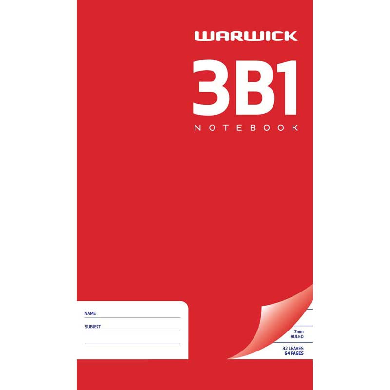 Warwick Notebook 3B1 32 Leaf Ruled 7mm 165x100mm - Cafe Supply