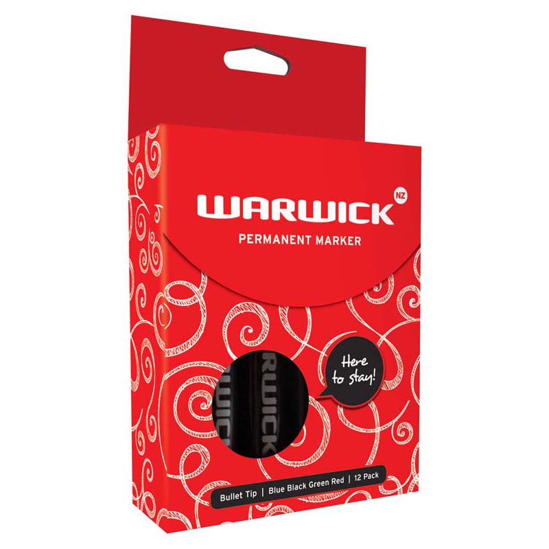 Warwick Marker Assorted Bullet Tip Permanent Box 12 - Cafe Supply