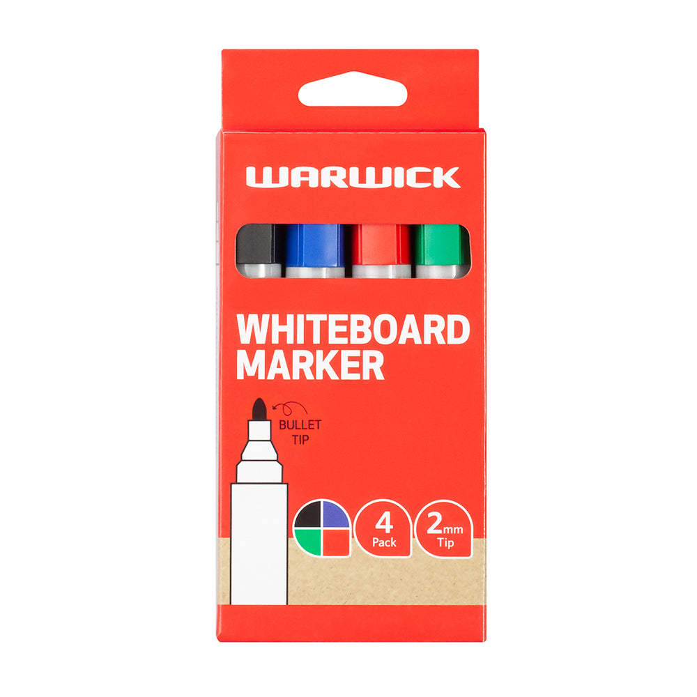 Warwick Whiteboard Marker Bullet Tip 4 Wallet - Cafe Supply