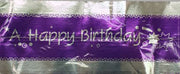 Cake Band Happy Birthday Purple/Silver 63mm (1m) - Cafe Supply