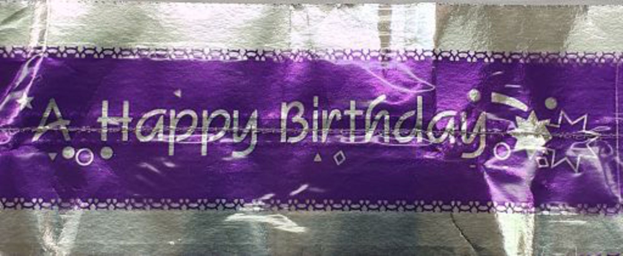 Cake Band Happy Birthday Purple/Silver 63mm (1m) - Cafe Supply