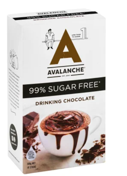 Avalanche 99% Sugar Free Drinking Chocolate Sticks 10 x 20g - Cafe Supply