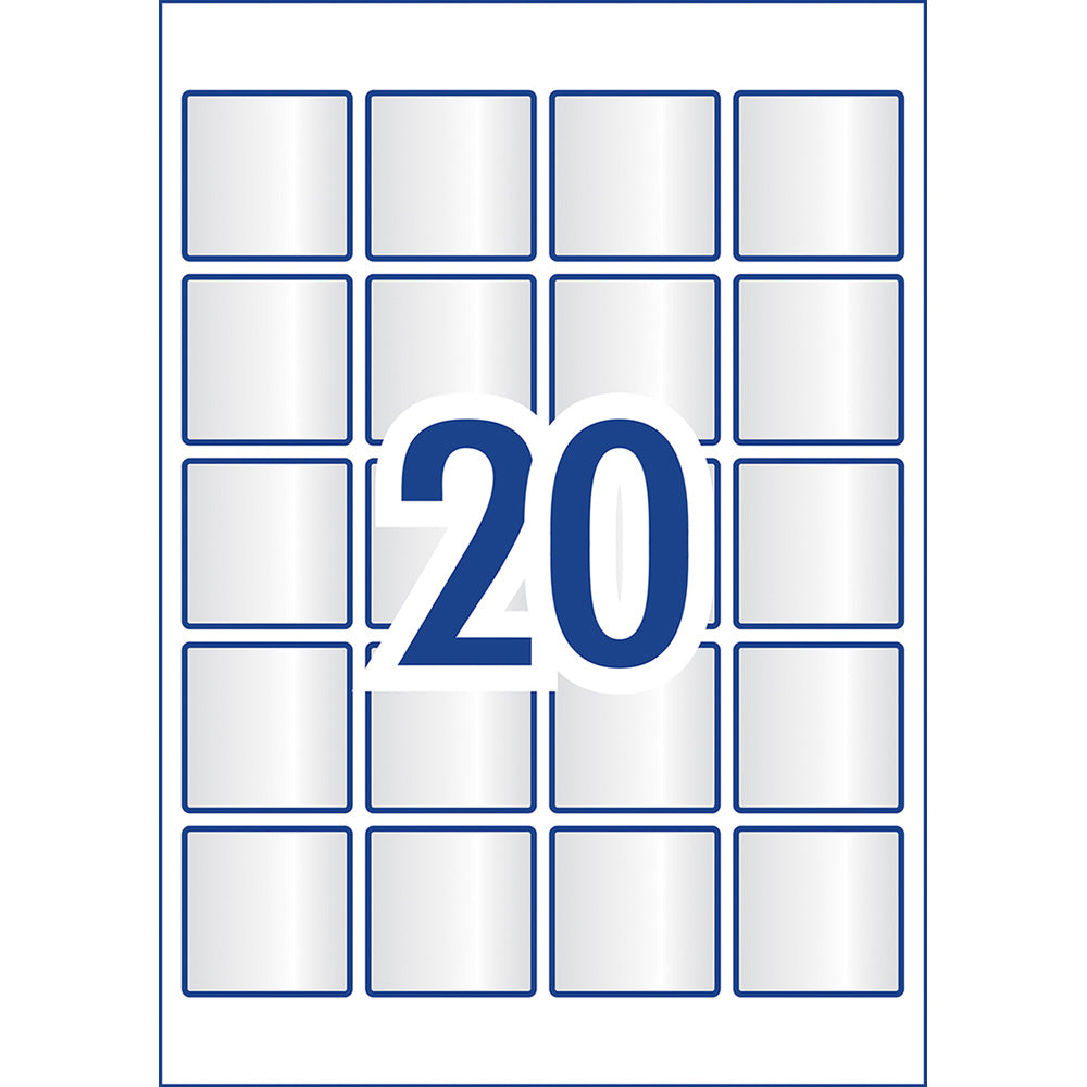 Avery Label L7126 Square Crystal Clear 20up 10 Sheets 45x45mm - Cafe Supply