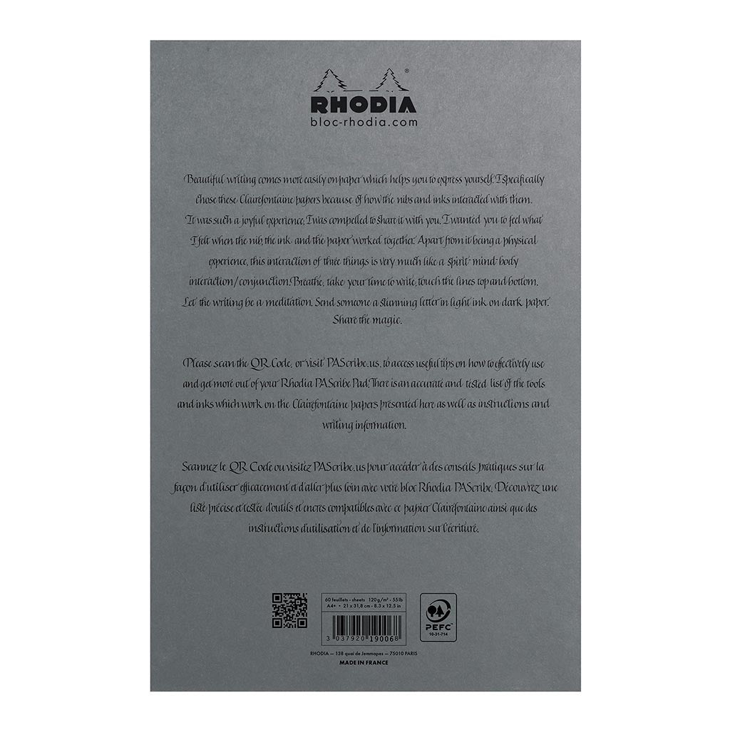 Rhodia PAScribe Calligraphy Maya Grey Pad A4+ Lined