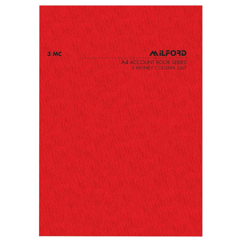 Milford A4 3 Money Column 26 Leaf Limp Account Book - Cafe Supply