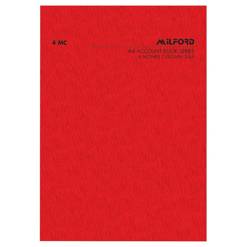 Milford A4 4 Money Column 26 Leaf Limp Account Book - Cafe Supply