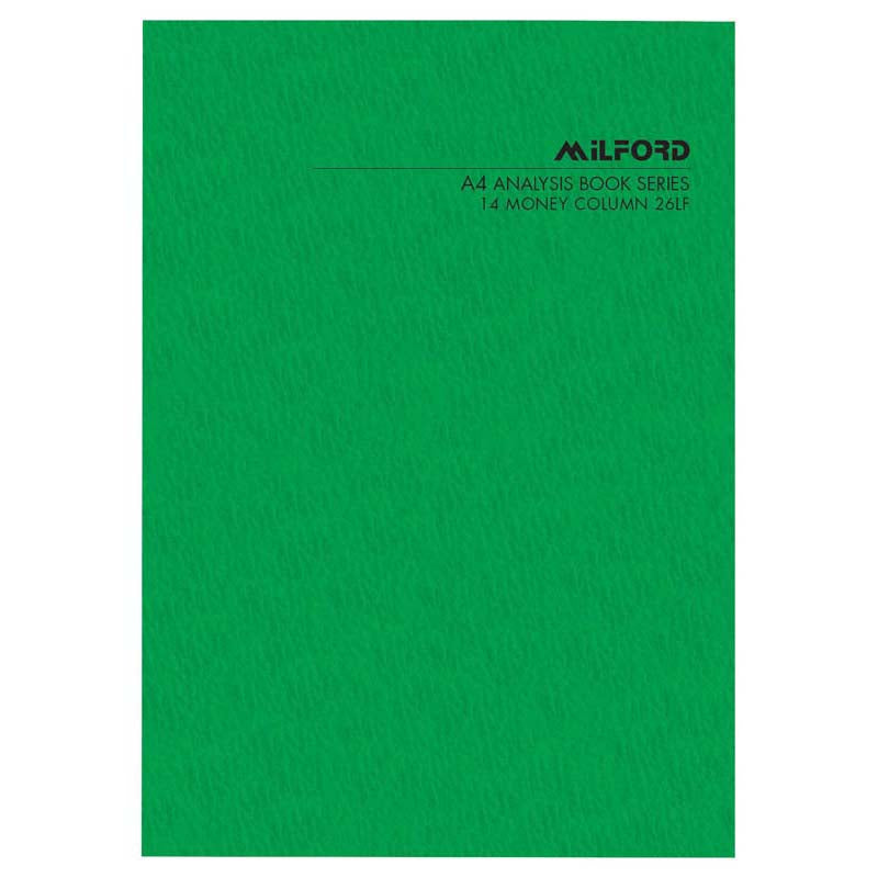 Milford A4 14 Money Column 26 Leaf Limp Analysis Book - Cafe Supply