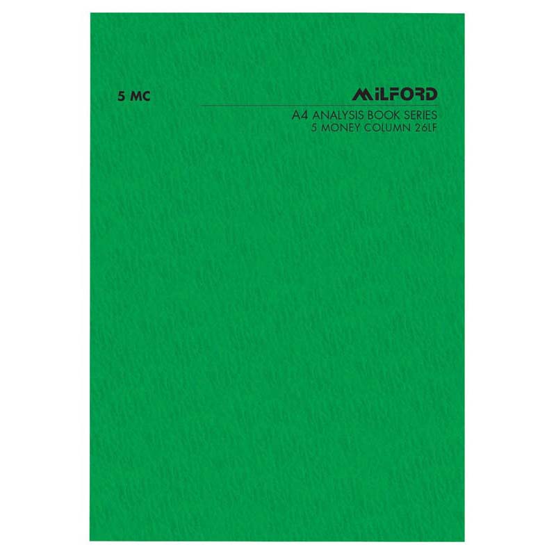 Milford A4 5 Money Column 26 Leaf Limp Analysis Book - Cafe Supply