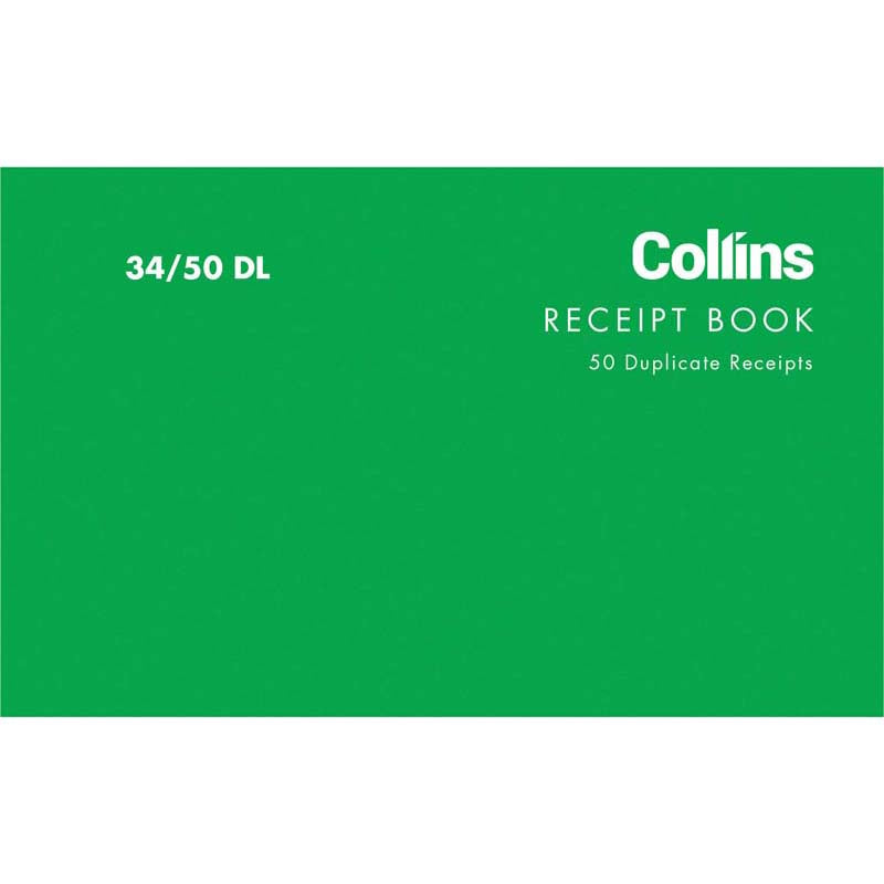 Collins Cash Receipt 34/50DL Duplicate Carbon Required - Cafe Supply