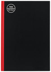 Milford Notebook A5 7Mm 68gsm With Margin Red & Black 100lf - Cafe Supply