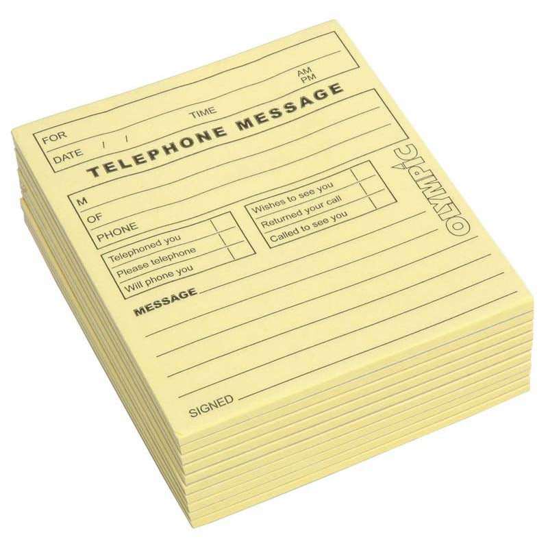 Olympic Pad Telephone Message Yellow 115x99mm 50 Leaf - Cafe Supply