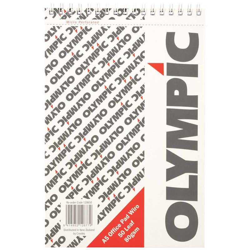 Olympic Pad A5 Wiro Office 50 Leaf 80gsm - Cafe Supply