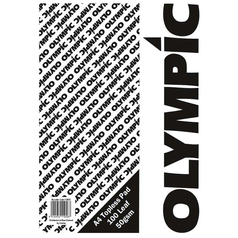 Olympic Topless Pad A4 100 Leaf 50gsm - Cafe Supply
