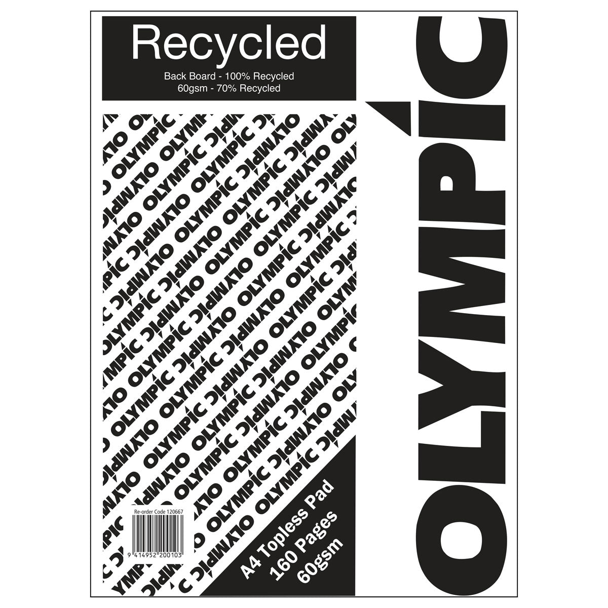 Olympic Topless Pad A4 Recycle 160 Pages 60gsm - Cafe Supply