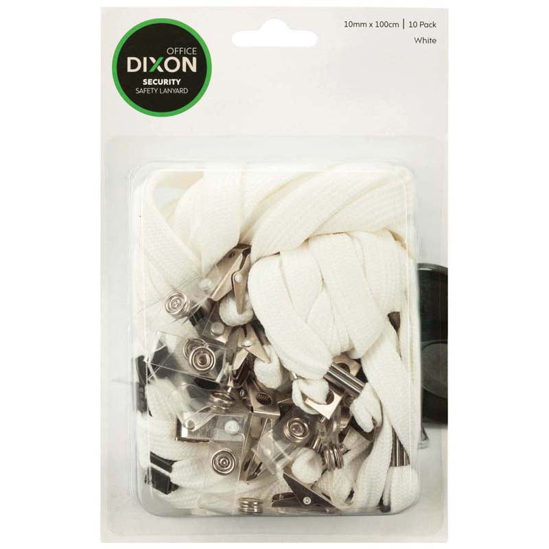 Dixon Lanyard White Pack 10 Flat Hangsell - Cafe Supply