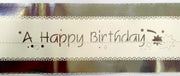 Cake Band Happy Birthday White/Silver 63mm (7m) - Cafe Supply