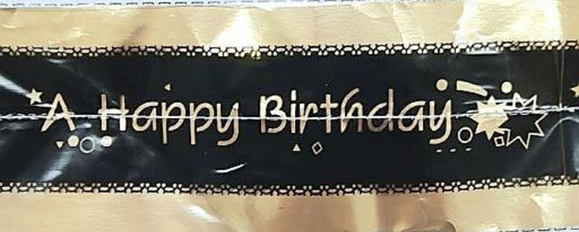 Cake Band Happy Birthday Black/Gold 63mm (1m) - Cafe Supply