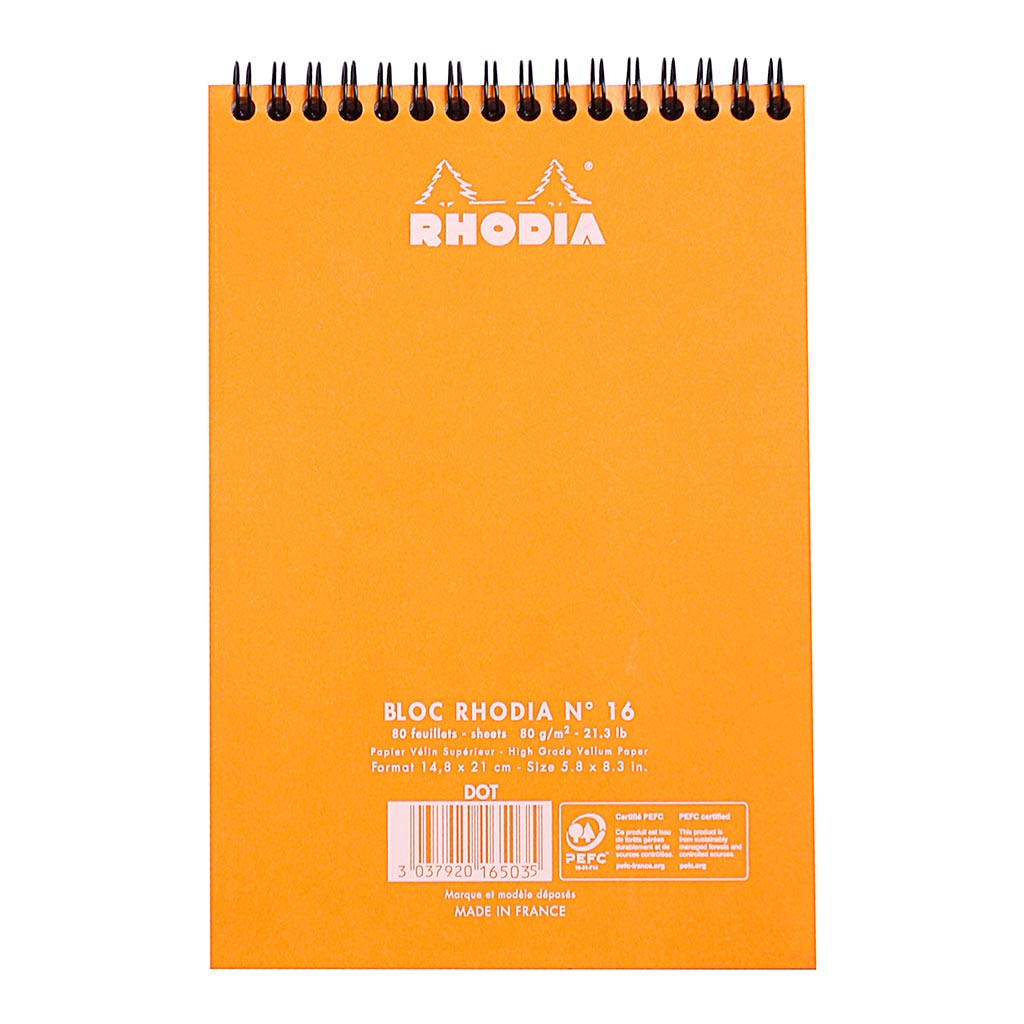 Rhodia Classic Notepad Spiral A5 Dotted Orange
