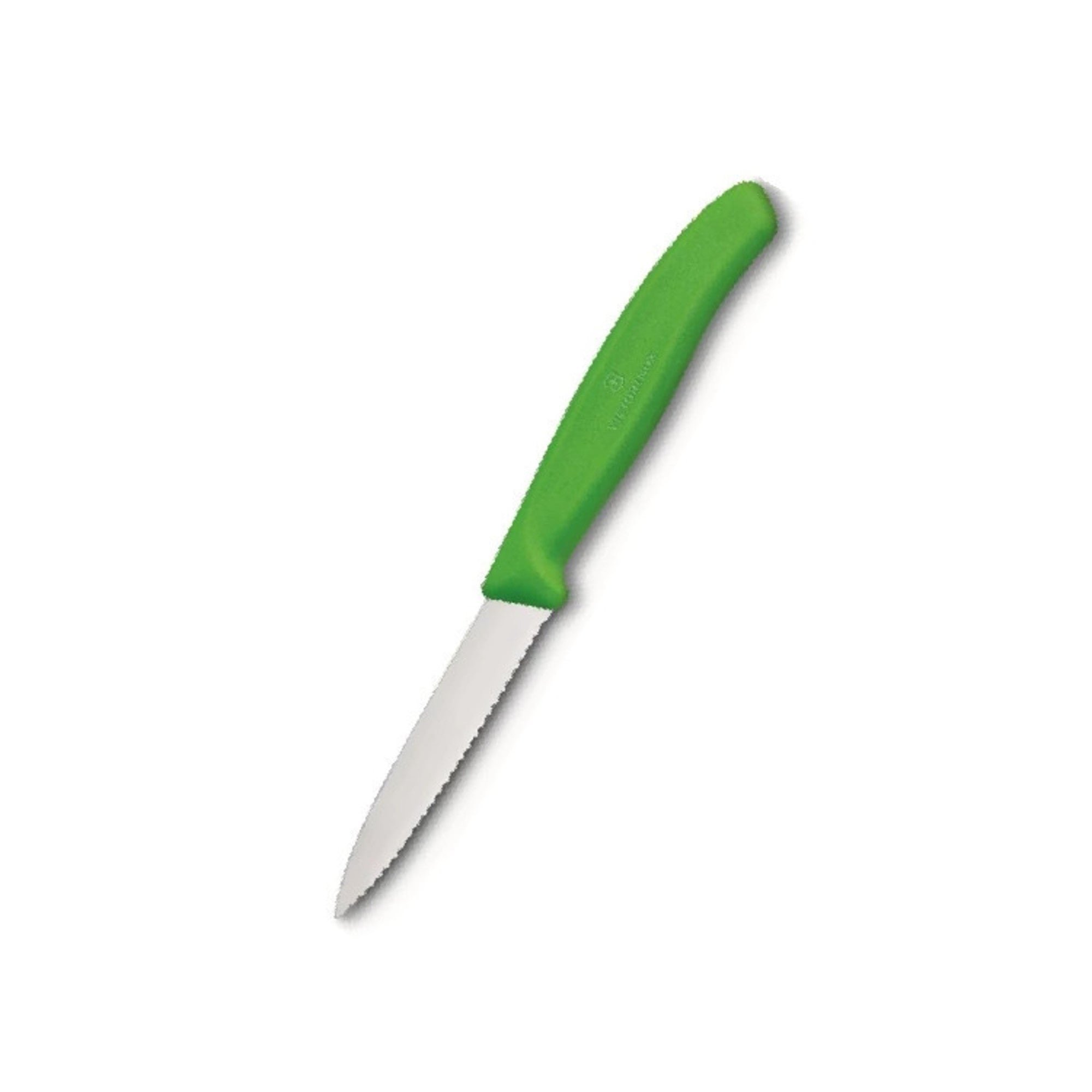 Paring Knife, Green Nylon Handle (8cm Serrated Blade) - Cafe Supply