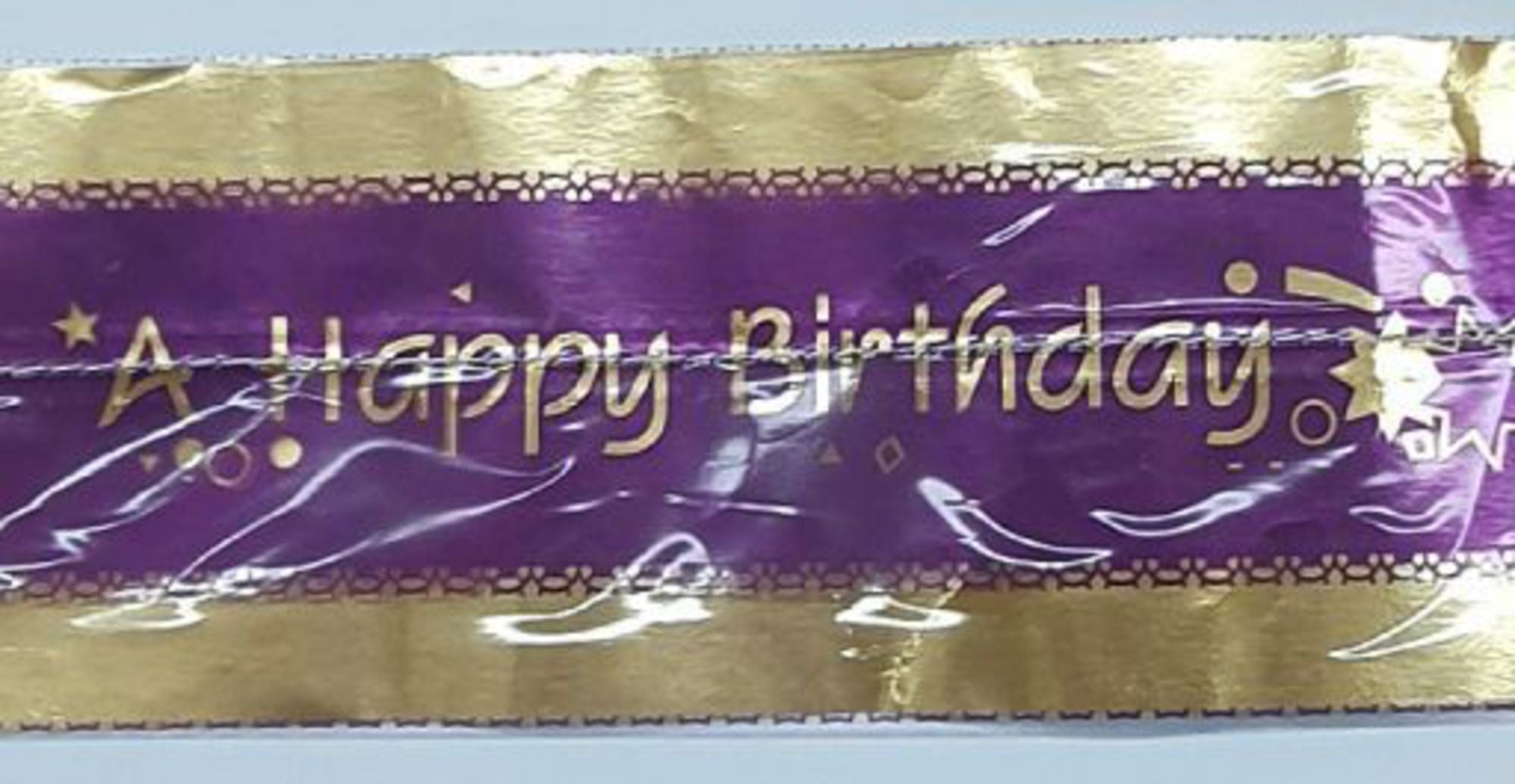 Cake Band Happy Birthday Purple/Gold 63mm (1m) - Cafe Supply