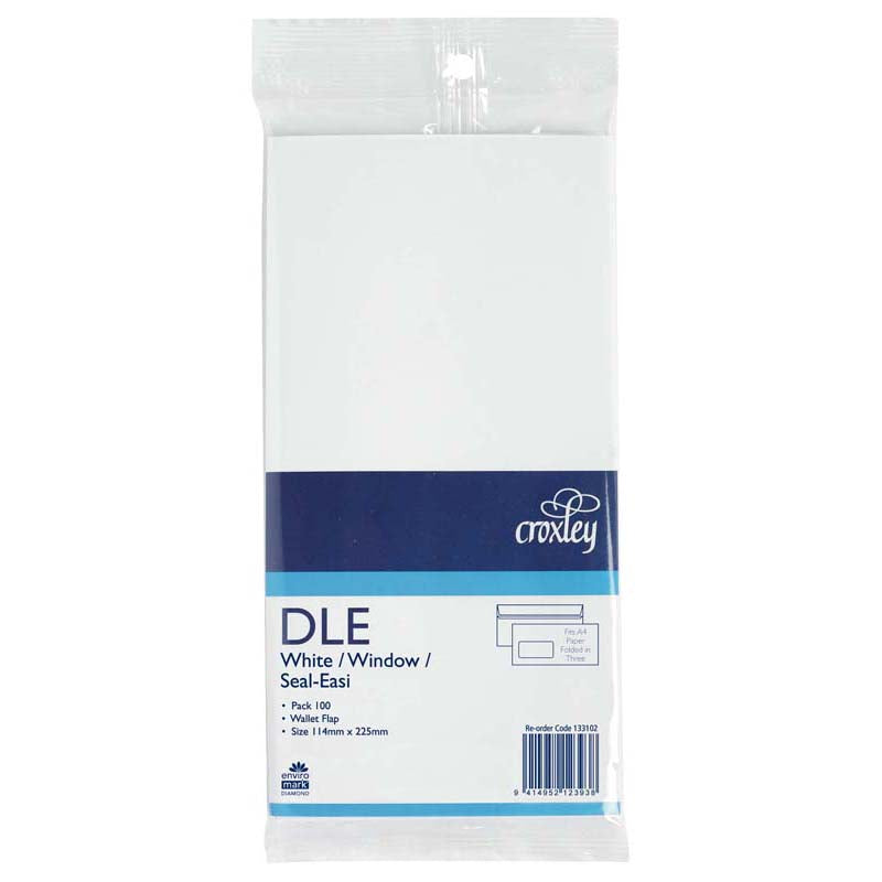 Croxley Envelope DLE Window Seal Easi 100 Pack - Cafe Supply